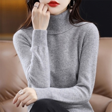 时尚高领女士羊毛衫纯色柔软舒适修身显瘦毛衣，女装羊毛衫，九嘉羊绒