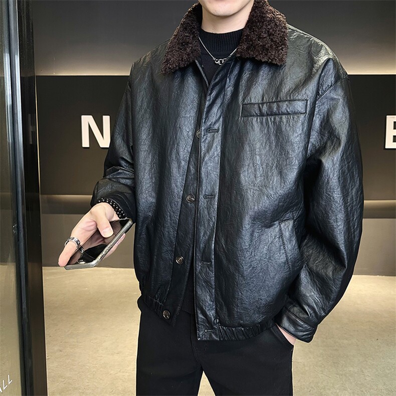 皮毛一体加绒加厚皮衣外套男士泰迪毛棉衣802-P215(控券后298),男装皮衣,电商B328