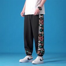 风冰丝潮刺绣男休闲裤宽松束脚运动裤休闲长裤019-p70，女装休闲裤，星座816-2（原B366-1）