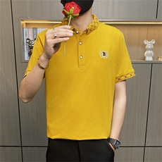 PL3081-P40控65社会小伙修身翻领短袖体恤英伦男士休闲POLO衫夏季，男装T恤，电商D310B-1