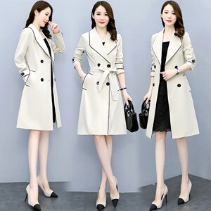 现货2022秋季时尚简约大方气质优雅收腰显瘦休闲百搭潮流两件套,女装风衣,三木叶子