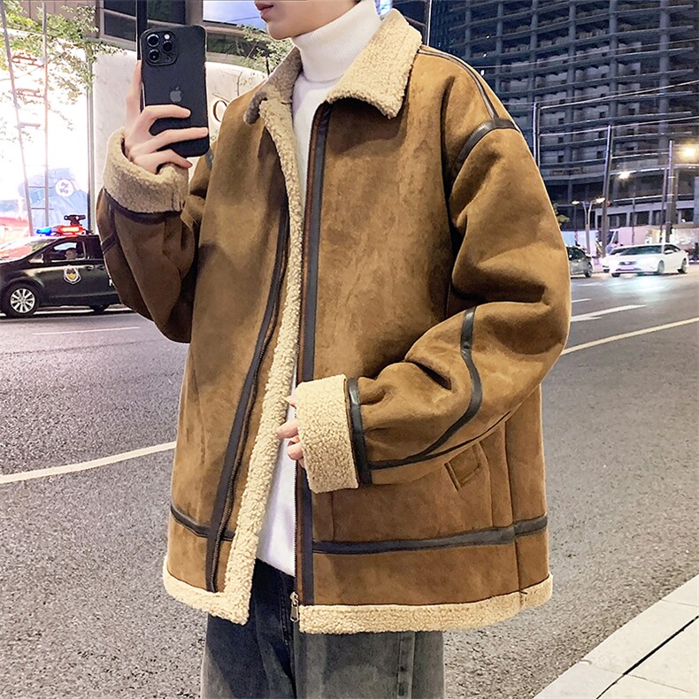 冬季潮牌鹿皮绒加绒加厚男士翻领保暖夹克外套1107-P85,男装夹克,星座209-1