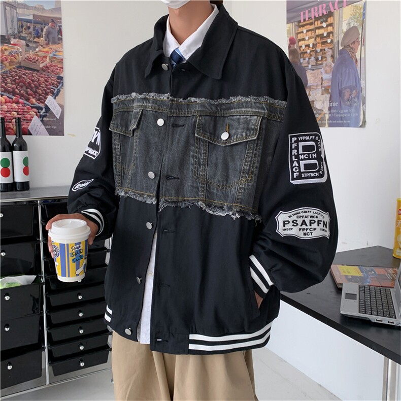 日系复古开衫男女风宽松七分袖衬衫外套潮JK08518-P70,男装夹克,星座308B-1
