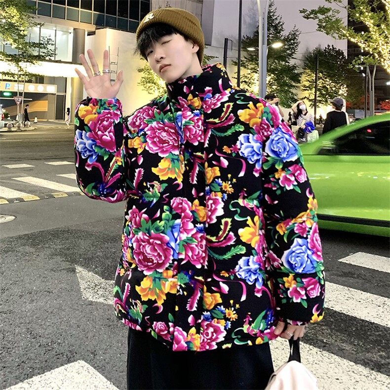MY204东北大花男女休闲面包服保暖防寒棉袄风汉服冬情侣装图片