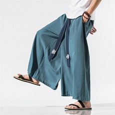 宋裤改良日常夏风情侣中性款绣花汉服飘逸直筒阔腿裤K90/P85，男装民族服装，电商A221A
