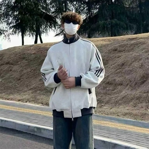 抖音得物高品质 美式高街重磅结构设计拼接织带立领卫衣外套 CM42图片