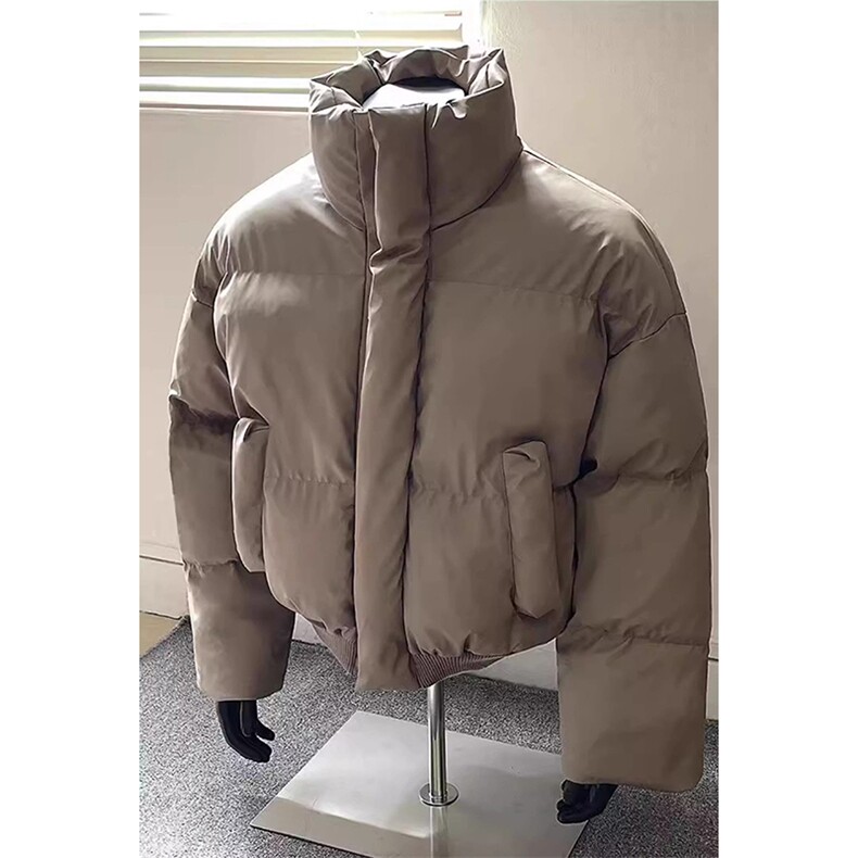 现货5W件冬季三防重磅boxy短款羽绒连帽PU皮棉衣外套防风加厚棉服,男装棉衣,电商A443