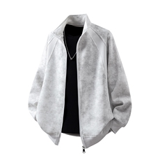 可二开罗纹拼接脏脏灰扎染面料大码M-5XL夹克JK78083P65控98，男装夹克，星座227-7