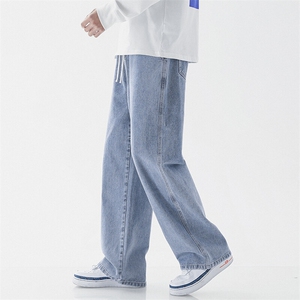 现货主推牛仔裤男港风宽松直筒水洗复古松紧腰橡筋110-P35图片