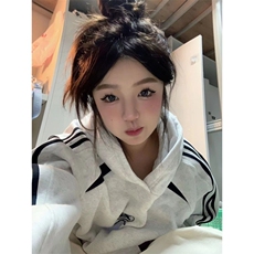 5220-P55纯棉华棉复合牛奶丝+银狐绒连帽卫衣薄款/加绒，女装卫衣/绒衫，星座617A-2
