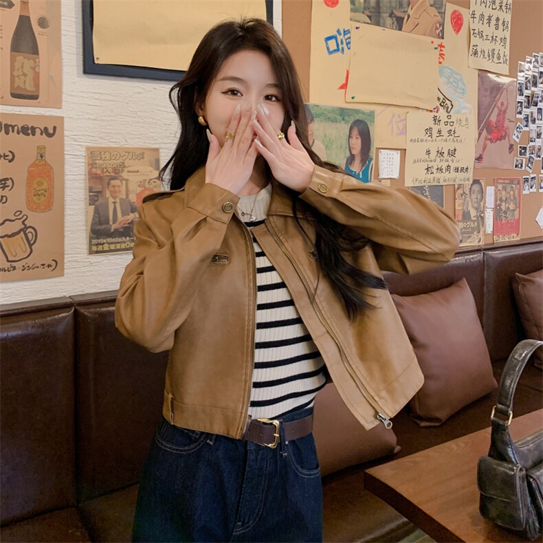 2025年春季现货高品质机车服皮衣外套，女装皮衣，臻衣坊