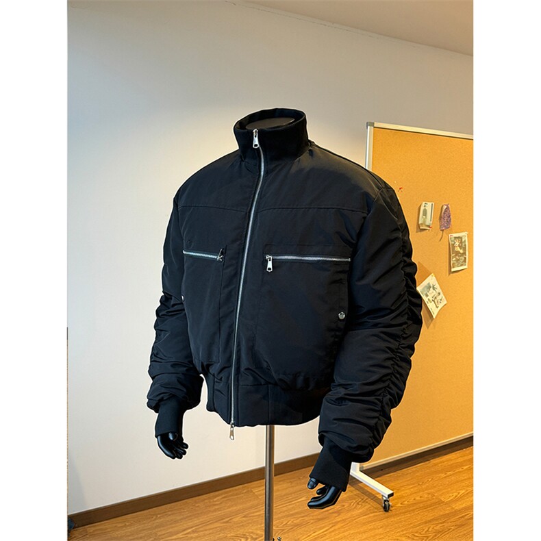 港风美式复古拉链拼接设计感立领夹克棉服XZ213-MF01-P148控168,男装夹克,星座213