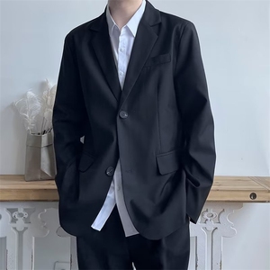 男士DK小西装套装韩版潮流垫肩休闲西服百搭职业正装外套黑色上衣图片