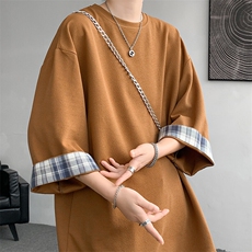 8XL-M特大码短袖男夏季高品质冰丝五分袖拼色宽松大码T恤DX308P38，男装T恤，电商D206-1