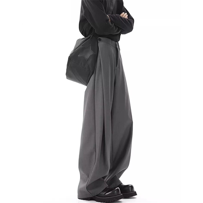 春秋美式高街休闲裤男女垂感阔腿西裤长裤纯色西装裤宽松直筒裤子，男装西服套装，电商A443