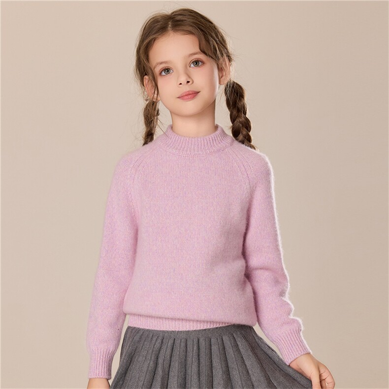 男女同款时尚百搭通勤简约儿童花纱圆领羊绒衫，童装儿童羊绒衫，跳跳羊儿童羊绒衫