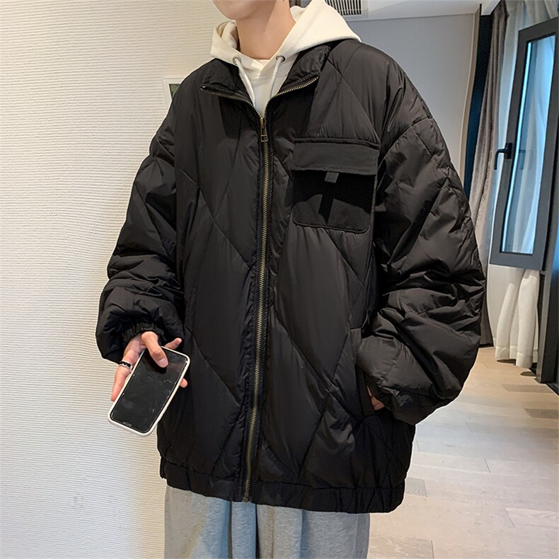 菱形格棉衣男韩版潮流痞子帅气2024冬季新款ins宽松外套W4117-82,男装棉衣,星座412-3
