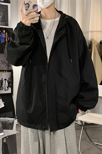 JK3010/P55春装2023新款休闲宽松连帽学生夹克男纯色大码外套控78图片