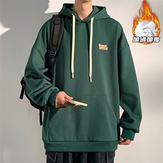 2023冬季新款港风光影墙大码加绒加厚连帽卫衣M-5XHW23809-P55，男装卫衣，电商A022