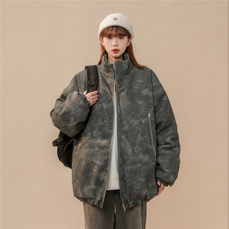 1PU皮复古做旧双侧金属拉链大码M-5XL加棉棉衣男MY77092P130控198，男装棉衣，星座226-2