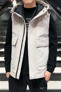 80%灰鸭绒冬装新款羽绒连帽马甲男大码背心无袖外套8502图片
