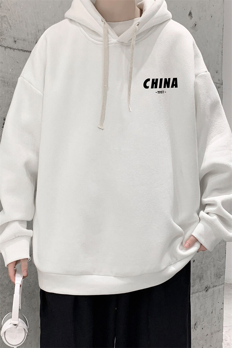 WY2248-P35加绒款-P40纯棉连帽卫衣男大码运动帽衫宽松薄外套男,男装卫衣,电商A040