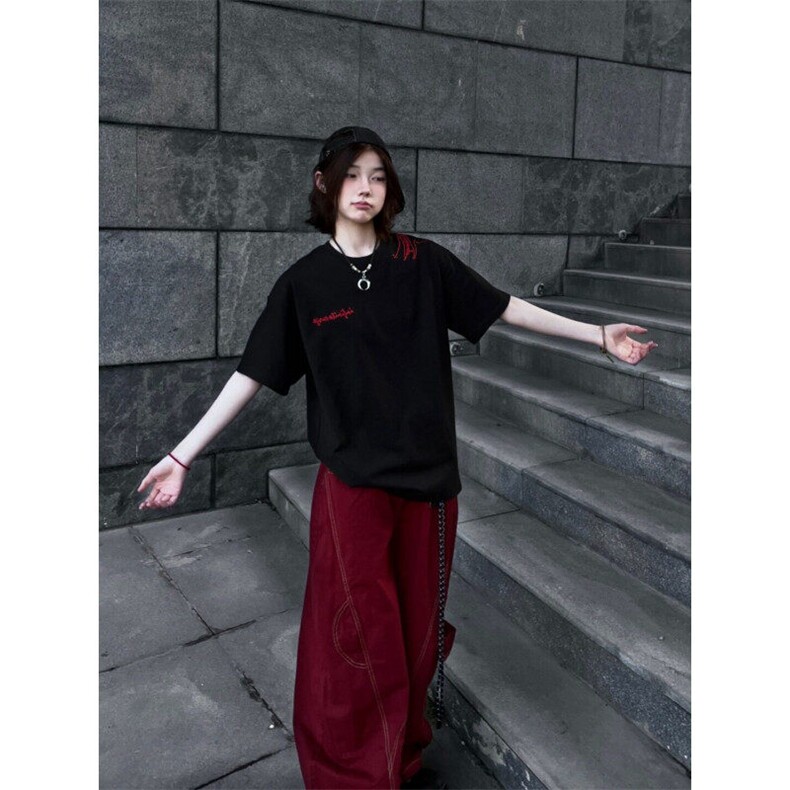 M541-P35刺绣美式潮流宽松休闲百搭舒适短袖T恤男女同款,男装T恤,星座617A-1（原B318A）