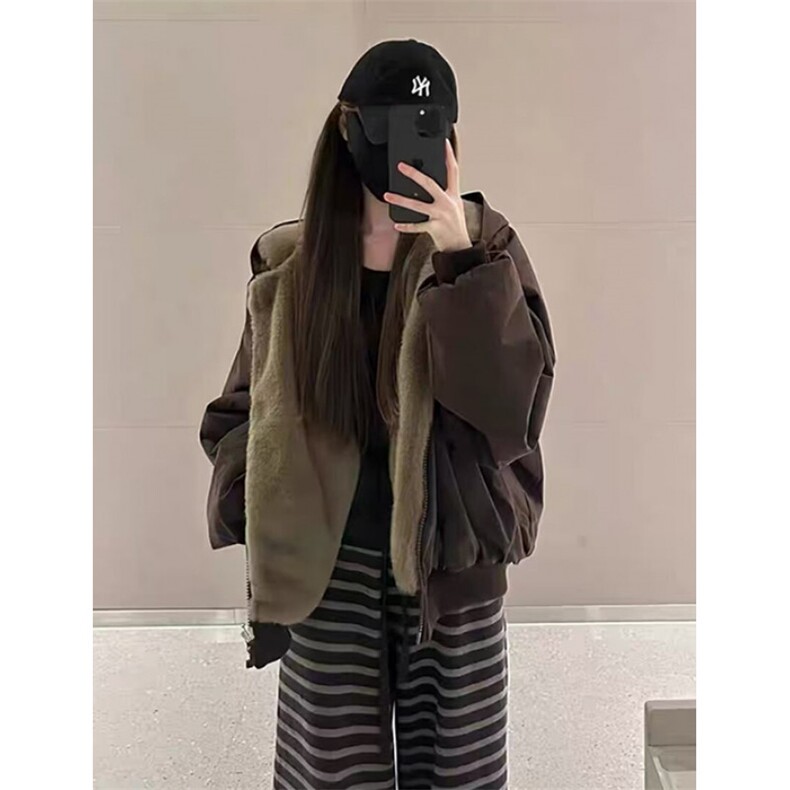 慵懒原宿文艺简约时尚日系潮流仿兔毛双面穿棉服MHT282,男装棉衣,星座1116A（原606A-3）