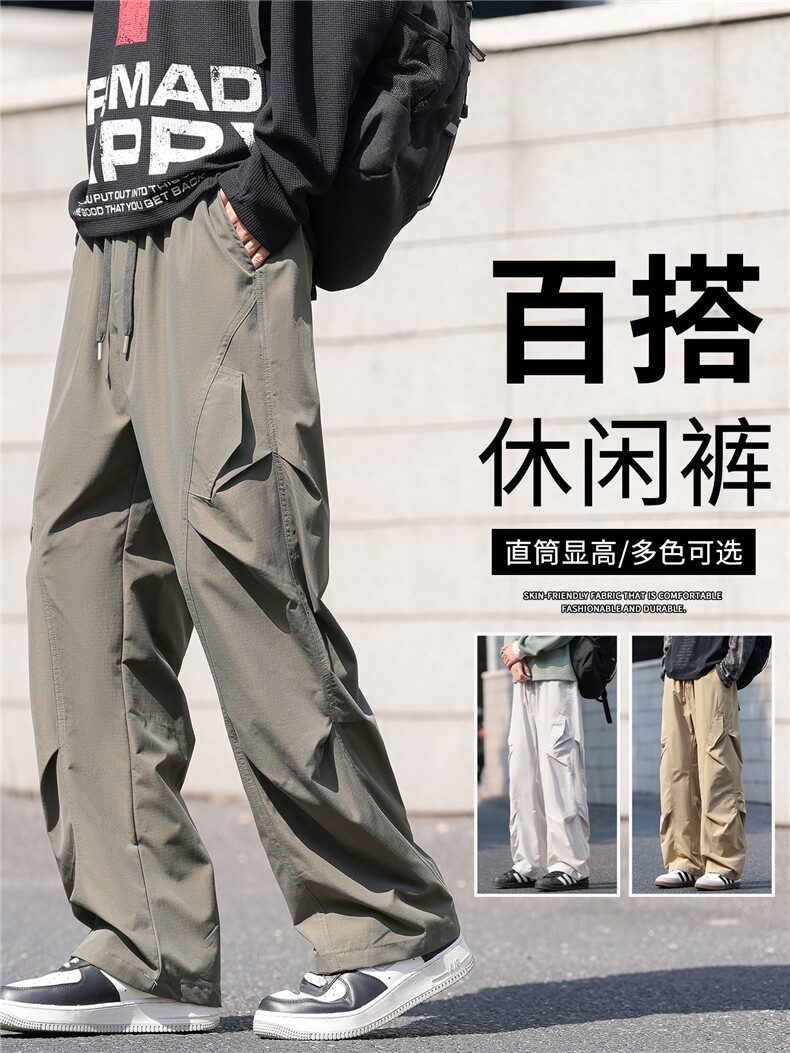 抖音品质潮牌户外运动宽松阔腿高街长裤A146-GY585特p25量大优,男装休闲裤,HDA146