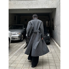 已下单~2025新款垫肩毛呢大衣过膝长款收腰风衣外套Y976-P125，男装风衣，星座1004-3