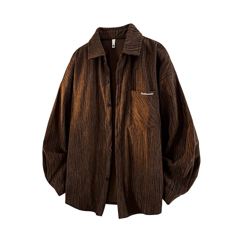 衬衫男秋季新款港风宽松大码灯芯绒扎染刺绣长袖衬衣CS8102-P42，男装衬衫，星座214-3