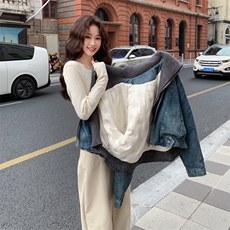 大货已出针织领羽绒牛仔外套2C090-9016-P255-K388，女装短外套，2C090