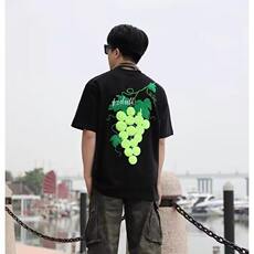 葡萄网球毛巾刺绣短袖男夏季美式设计感半袖重磅t恤LW1022-p43，男装T恤，星座1008