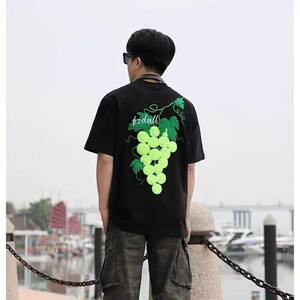 葡萄网球毛巾刺绣短袖男夏季美式设计感半袖重磅t恤LW1022-p43图片