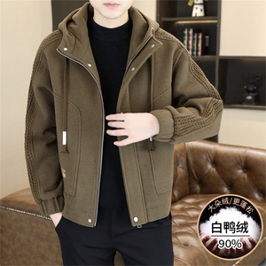 主推冬季标90毛呢羽绒服外套男士呢大衣图片