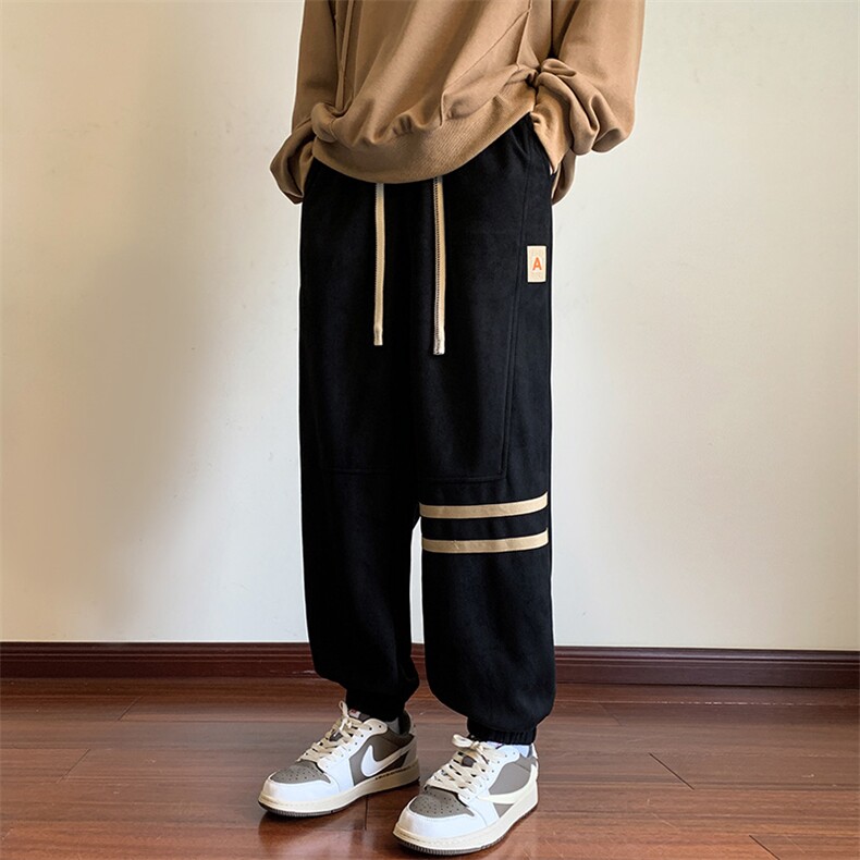 港风麂皮绒休闲裤男宽松拖地束脚裤卫裤KP619P45,男装休闲裤,星座1204-3