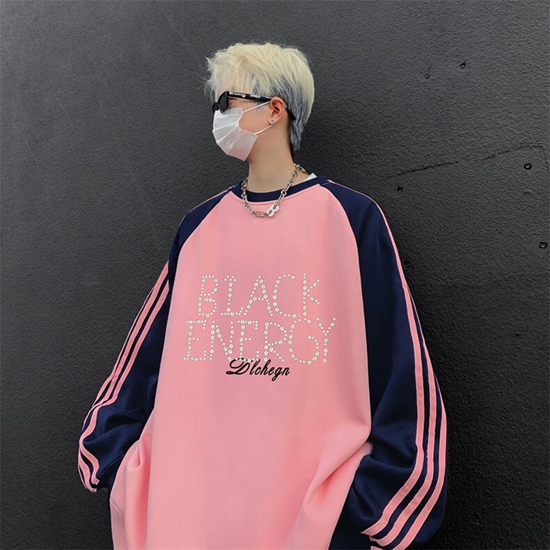 抖音得物供货提供视频秋冬重磅美式宽松织带圆领卫衣0728,男装卫衣,电商A486