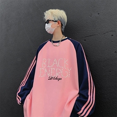 抖音得物供货提供视频秋冬重磅美式宽松织带圆领卫衣0728，男装卫衣，电商A486
