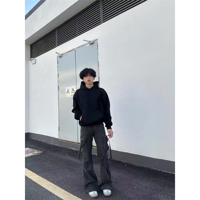 1506/QA4100/P59美式复古解构裁片设计牛仔裤宽松休闲微喇长裤潮,男装牛仔裤,星座1506