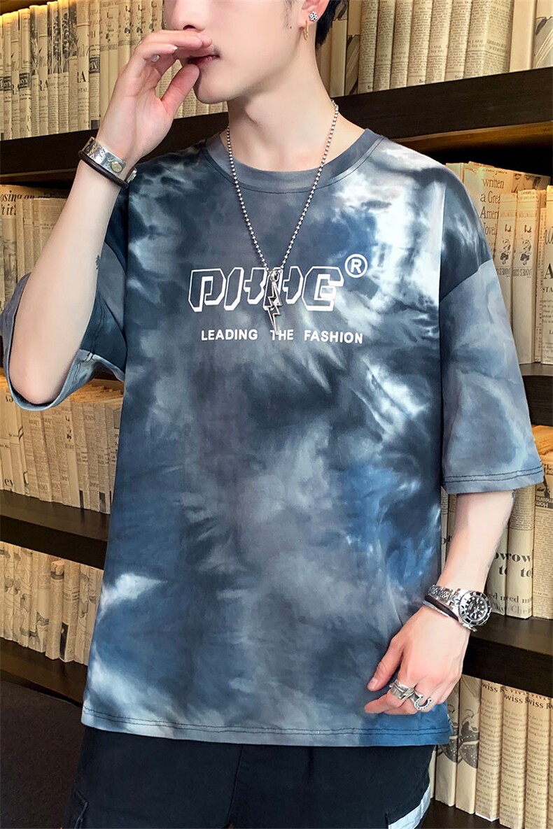 夏季短袖t恤男宽松五分袖T恤潮流半袖ins体恤新款上衣服3058-P35,男装T恤,电商A318