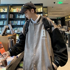 2023春季新款鹿皮绒棒球服外套男上衣服JK07503-P63，男装夹克，星座308B-1