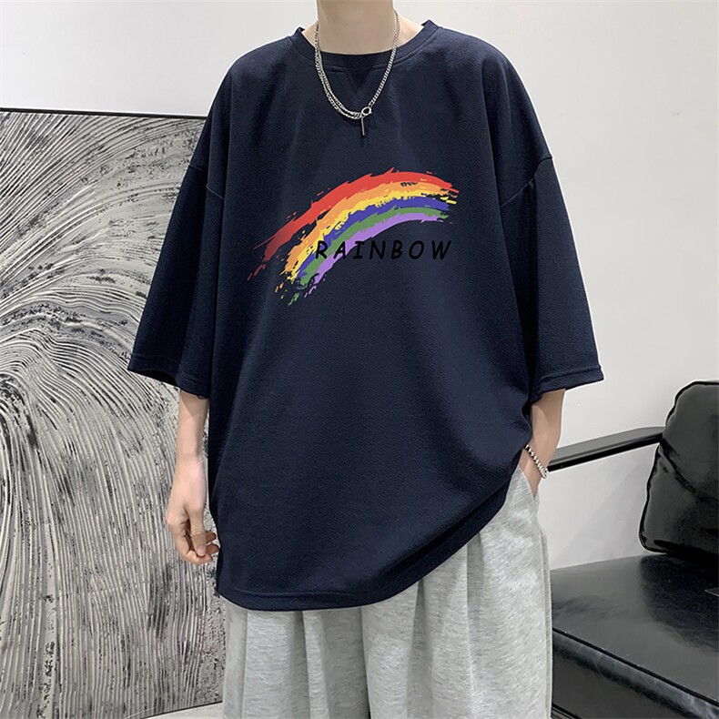 Q11064-P30春夏季七分袖t恤男大码五分袖男短袖中袖大皂风,男装T恤,电商A040