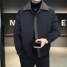 鹅绒标50男士冬季拼色翻领鹅绒羽绒服短款保暖外套8638-P255，男装羽绒服，电商B338