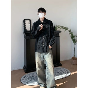 网图有货 山本风高领打底衫男女肌理感立领中性长袖衬衫 A793-P43图片