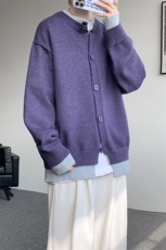 假两件高级感叠穿毛衣男美式针织开衫外套男MY1232-P78，男装针织衫/毛衣，电商D206-1