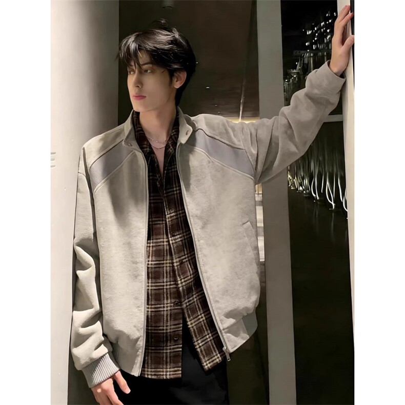 潮牌美式解构中性风做旧飞行服尽快男士短款春季PU皮外套P65图片