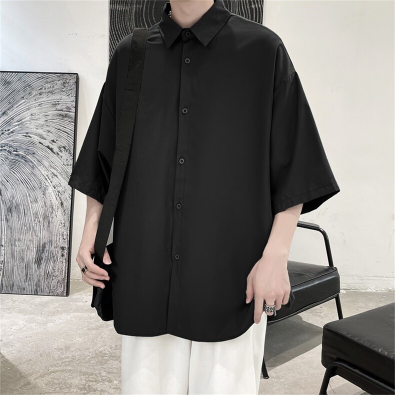 夏季五分袖短袖衬衫潮牌港风日系衬衣韩版潮流上衣外套W1051-P32,男装衬衫,星座512-2