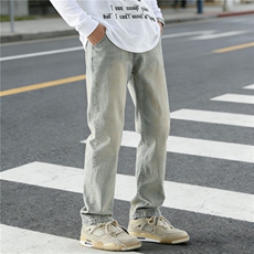 黄泥色秋冬季高街牛仔裤男宽松直筒潮流百搭长裤YZ87-P50/加绒P58，男装牛仔裤，星座509