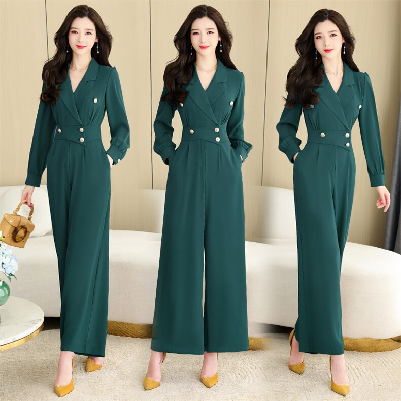 西装连体裤女高级感2023春秋新款时尚气质职业高腰阔腿连衣裤，女装连体裤，依路服饰