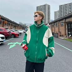 拼接撞色外套男春秋季街头美式潮牌痞帅嘻哈机车风衣运动夹克，男装夹克，星座716-3